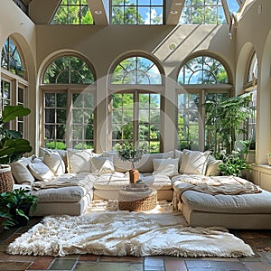 Bright and airy sunroom filled with plants and natural light