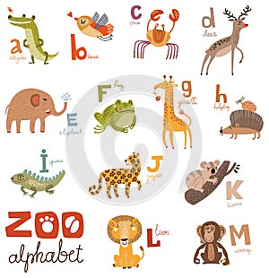 Bright Alphabet set letters with cute animals