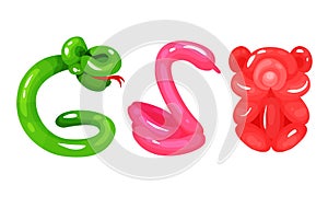 Bright Animal Figures Made of Balloon Vector Set