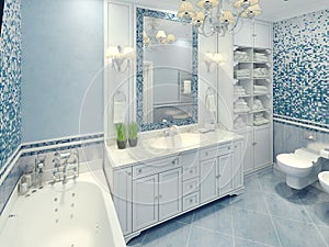 Bright art deco bathroom interior