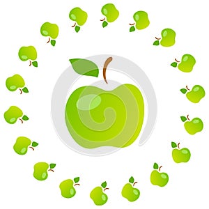 Bright art illustration of green mellow apples.