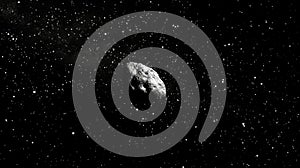 Bright asteroid belt glowing with light and cosmic fragments in deep space