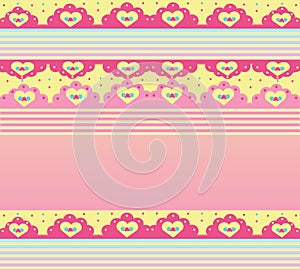 Bright attractive sweet soft color hearts simple design with cute ribbon bows illustration 2021