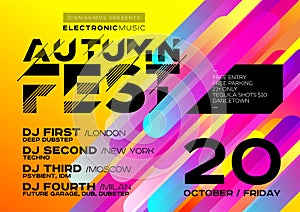 Bright Autumn Electronic Music Poster for Festival or DJ Party.