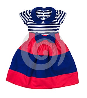 Bright baby dress in blue and red stripes