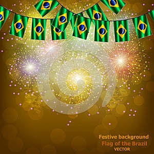 Bright background with flag of Brazil . Set for holidays with flag of Brazil. Happy Brazil day background.