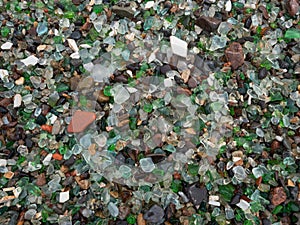 Bright background of glass fragments, honed by sea waves