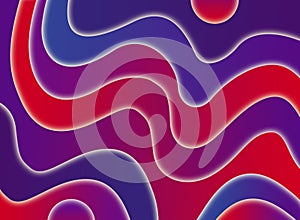 Bright background of red, blue, violet, purple stripes. 3d texture.