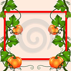 Bright banner for autumn sale with pumpkin curly whip on the frame.