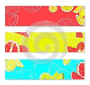 Bright banners with citrus fruits.