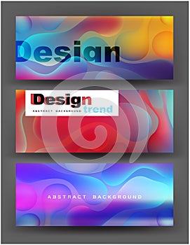 Bright banners with colorful absrtact fluid elements.