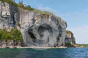 Bright beautiful landscape of Niagara Escarpment limestone cliff