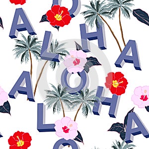 A bright Beautiful seamless 3D typo ALOHA mix with summer motiv