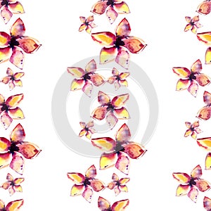 Bright beautiful tender sophisticated lovely tropical hawaii floral summer pattern of a tropic light pink and yellow flowers