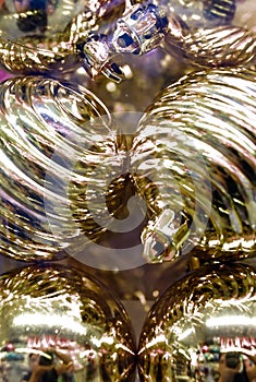 Bright beautygul golden christmas spheres