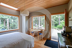 Bright bedroom in a rustic cottage