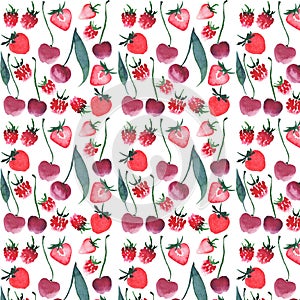 Bright berries cherry raspberry strawberry pattern