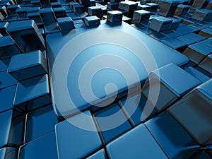 Bright Blue Abstract Cubes Blocks Background