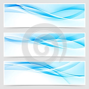 Bright blue abstract swoosh modern line header