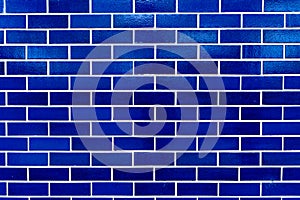 Bright blue brick wall, good pattern or background