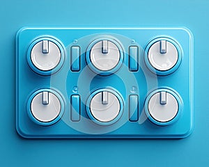 Modern Blue Control Panel with White Knobs