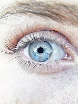 Bright blue eye close-up with make-up