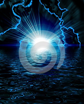 Bright blue flash with lightning