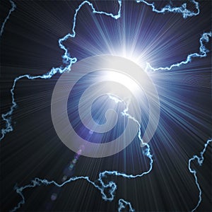 Bright blue flash with lightning