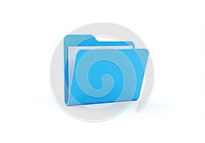 Bright blue folder with documents isolated on white background
