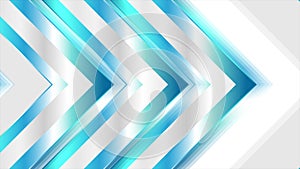 Bright blue and grey glossy arrows abstract tech motion design