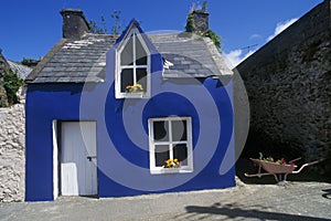 Bright blue house in Ardgroom Village, Cork, Ireland