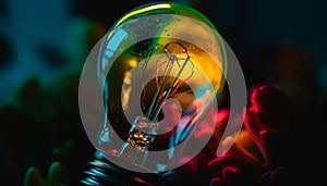 Bright blue light bulb igniting ideas for successful solutions generated by AI