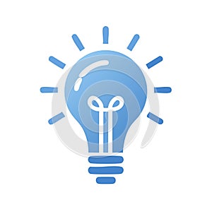 Bright Blue Light Bulb Symbol Represents Ideas and Innovation