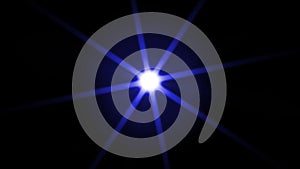 Bright blue light with flickering rays with flickering rays appearing and dissappearing while moving by curved