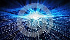 Vibrant Blue Light Explosion with Rays