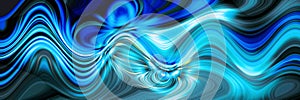 Bright blue neon glowing distorted abstract wavy pattern. Dynamic motion.