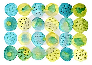 Bright blue and olive green circles background