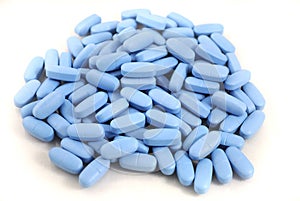 Bright blue oval tablets