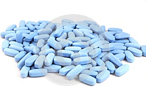 Bright blue oval tablets