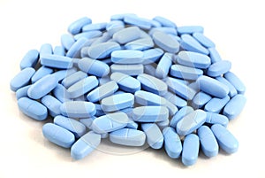 Bright blue oval tablets