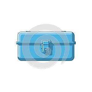 A bright blue plastic storage box with a latch and handle