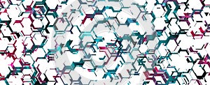 Bright blue purple white abstract tech hexagonal pattern background