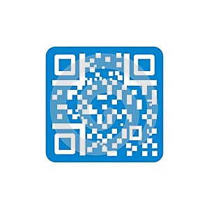 Blue QR Code Icon with Rounded Corners on a White Background QR code barcode