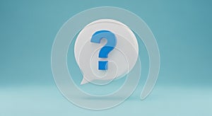 Blue Question Mark Inside a White Speech Bubble on a Light Blue Background symbol communication