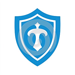 Bright Blue Shield with White Emblem Graphic Design