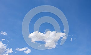 Bright blue sky with fluffy white clouds. Clearing day and Good weather. Blue sky background