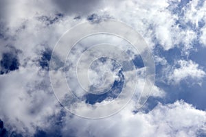 Bright blue sky white clouds background texture design