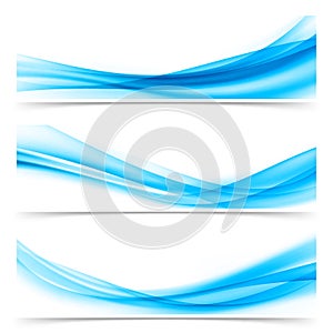 Bright blue soft elegant smoke swoosh air line header collection photo