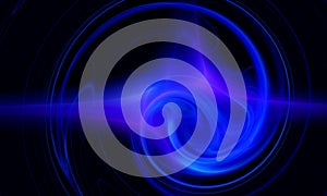 Bright blue swirl unwinding in dark far space. 3d abstract digital illustration.