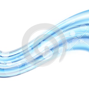 Bright blue swoosh wave bokeh background